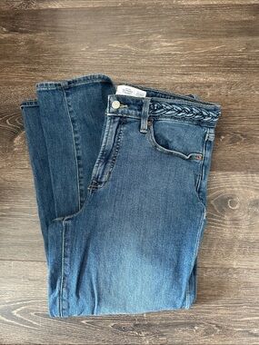 Old Navy Mid Blue Straight-Leg Jeans with Braided Waist